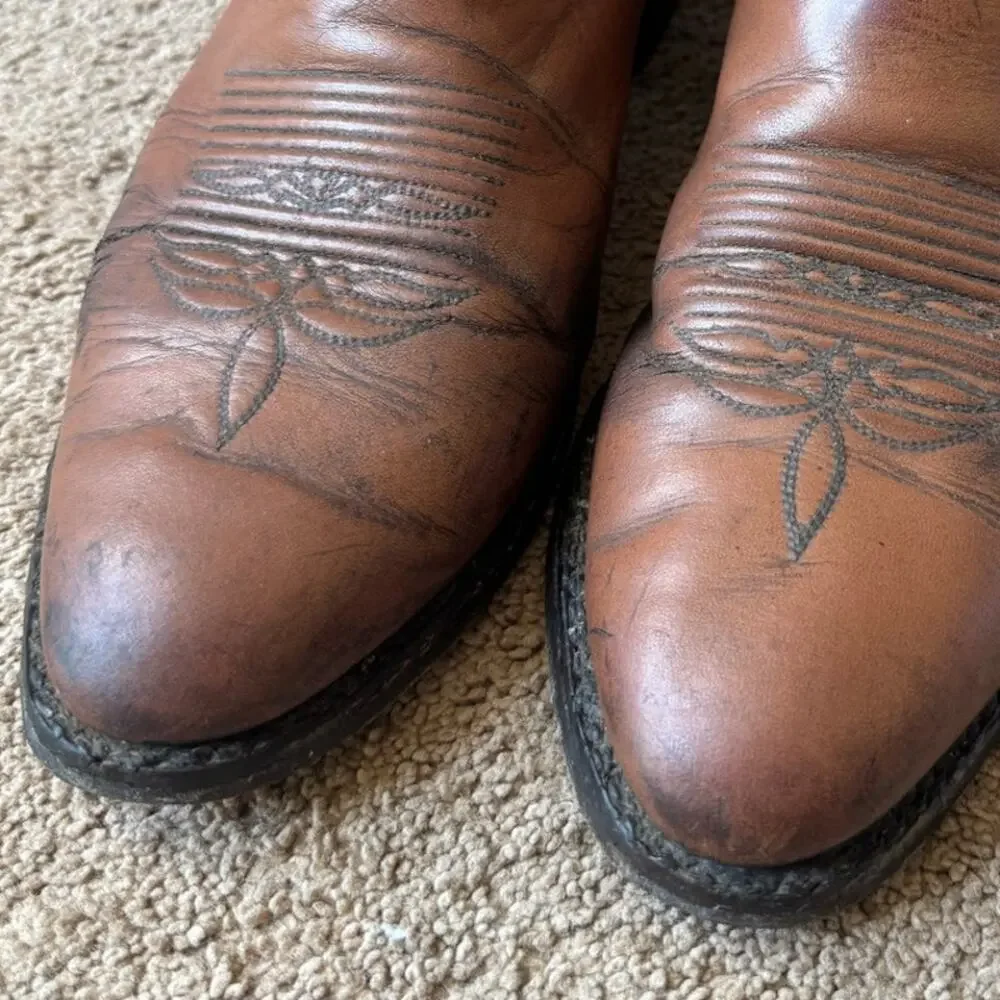 Lucchese 2000 Harrison Brown Cowhide Leather Cowboy Boots 9D